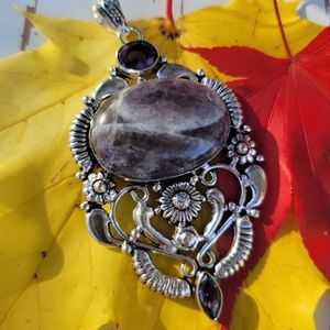 New large Amethyst silver pendant